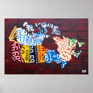 Póster Canadá License Plate Map Edition 2
