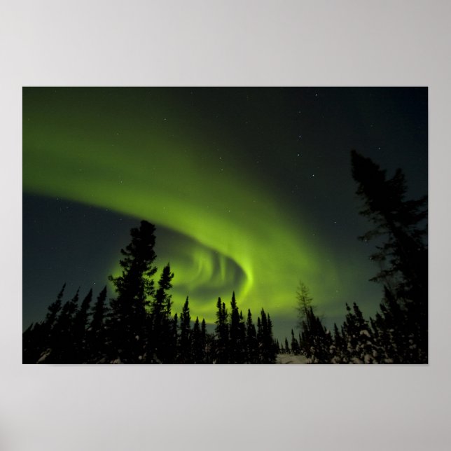 Poster Canadá, Manitoba. Vista de aurora borealis e (Frente)