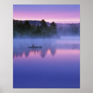 Póster Canadá, Ontário, Parque Algonguin, Canoísta