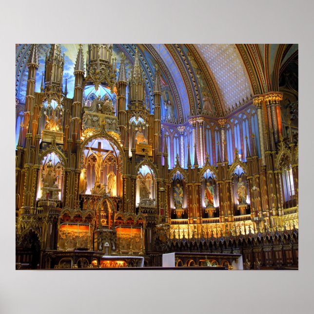 Póster Canadá, Quebec, Montreal. Interior de Notre (Frente)