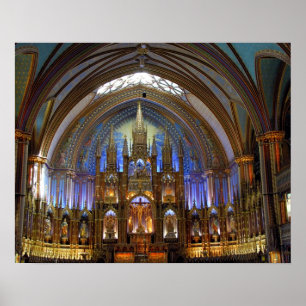 Póster Canadá, Quebec, Montreal. Interior do Notre 2