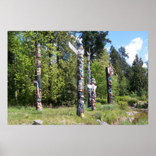 Poster CANADÁ, Totem pólos, Vancôver, BC