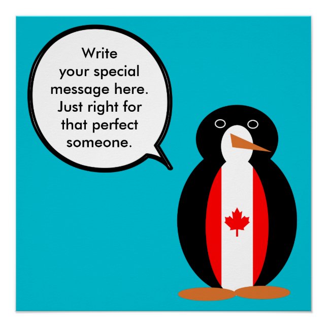 Póster Canadense Talking Ms Penguin Personalizado (Frente)