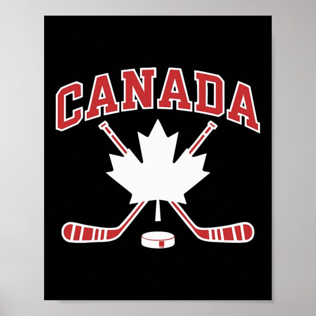 Poster Canadian Flag Maple Leaf Hockey Canada Day Men Wom (Frente)