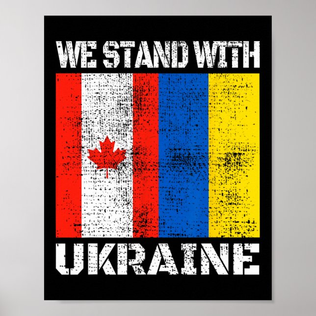 Poster Canadian Support Ukrainian Canada We Stand With Uk (Frente)