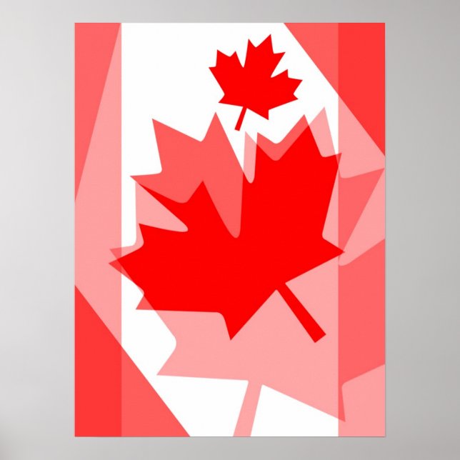 Póster Canadiano vermelho Maple Leaf Layout Estilo CANADÁ (Frente)