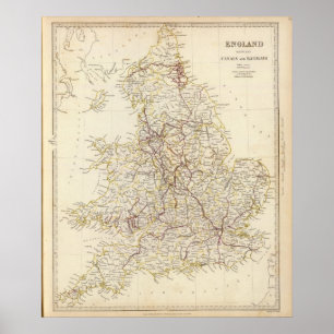 Poster Canais de Inglaterra, estradas de ferro