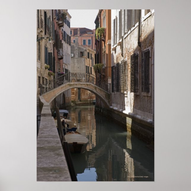 Póster Canais de Veneza e ponte de pedra (Frente)