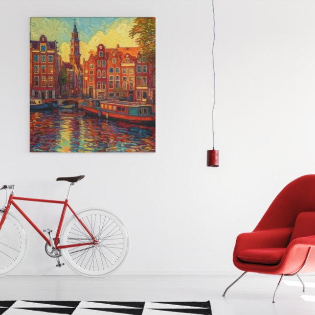 Poster Canal Amsterdã guarda estilo van Gogh (Criador carregado)