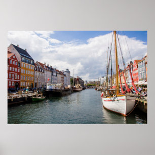 Poster Canal com Barcos Copenhague