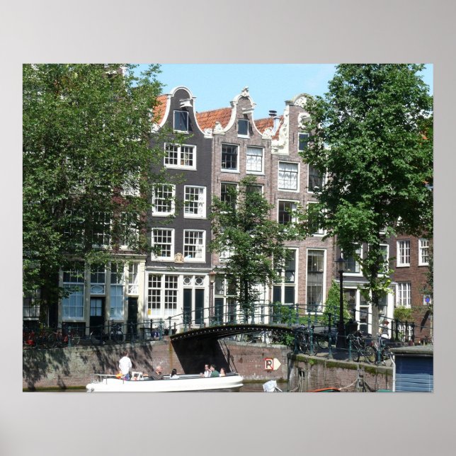 Poster Canal de Amsterdã Brouwersgracht (Frente)