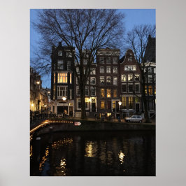 Poster Canal de Amsterdã Evening Night Glow Foto
