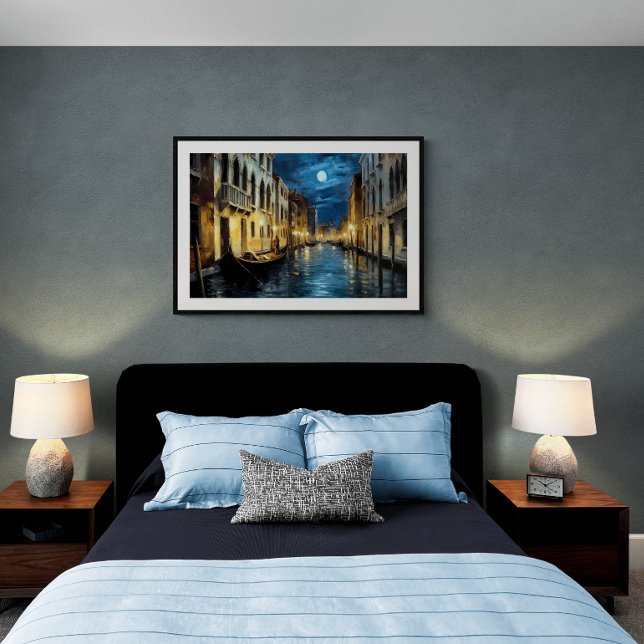 Poster Canal de Veneza à noite, pintura a óleo | Ai (Criador carregado)