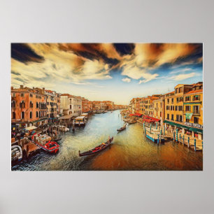 Poster Canal de Veneza com gondolas