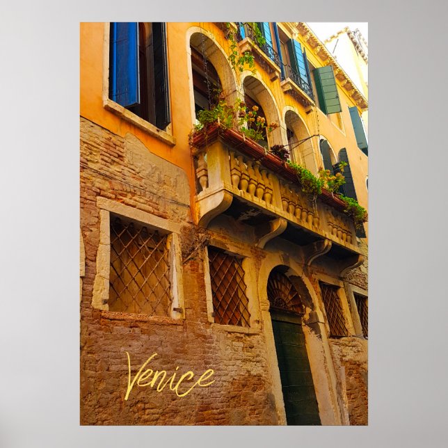 Poster Canal de Veneza Edifício Italiano (Frente)