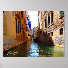 Poster Canal de Veneza Itália Vivendo Bonito Ponte Pequen