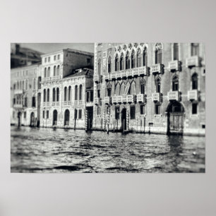 Póster Canal de Veneza Via navegável Itália Black & Whi