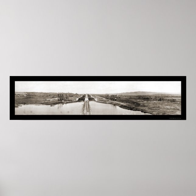 Poster Canal do Panamá Bloqueia Foto 1913 (Frente)