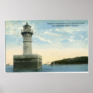 Póster Canal do Panamá que mostra luzes de escala,