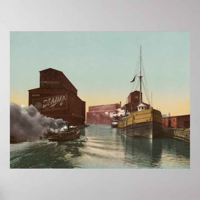 Poster Canal Elevador de Chicago, 1900 (Frente)
