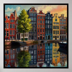 Poster Canal Encantador de Amsterdã
