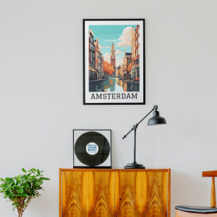 Poster Canal Viagem de Amesterdã Países Baixos
