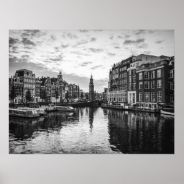 Poster Canal View de Amsterdã com Arquitetura Histórica
