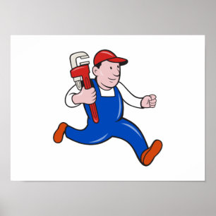 Póster Canalizador com desenhos animados da chave de