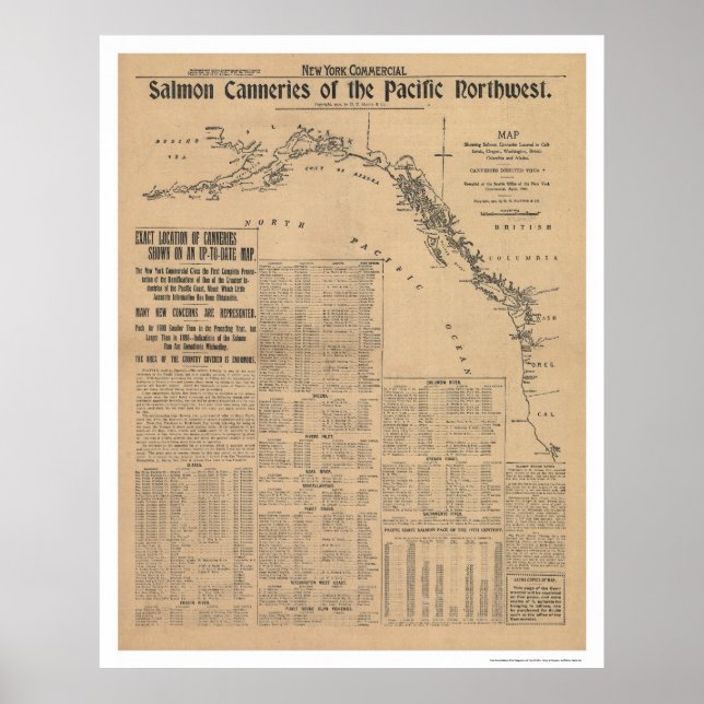 Póster Canarias de Salmão do Noroeste do Pacífico 1901 (Frente)
