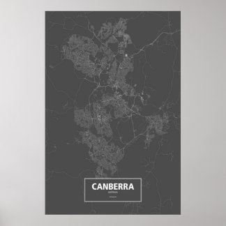 Póster Canberra, Austrália (branco a preto)
