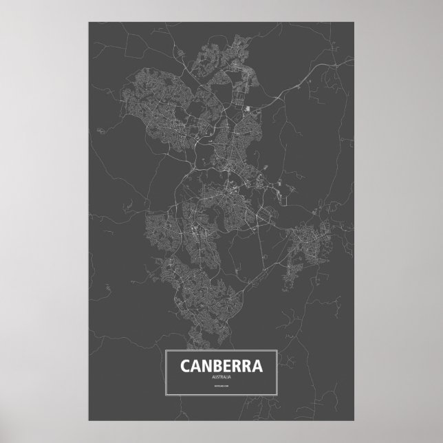 Póster Canberra, Austrália (branco a preto) (Frente)