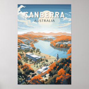 Poster Canberra Austrália Viagem Arte Vintage