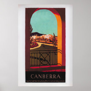 Poster Canberra por Percy Trompf Cartaz de Viagem Antigo