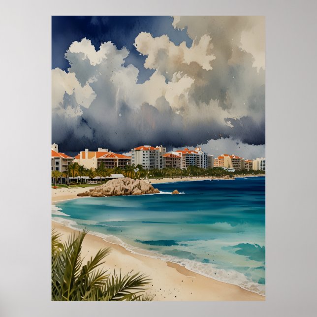 Poster Cancelar arte de aquarela (Frente)