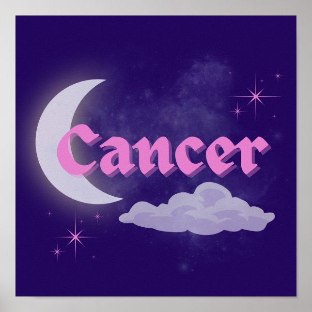 Poster Cancer Celestial Nuvem Estrelas Arte Astrologica (Frente)