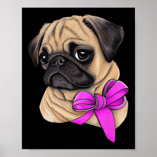Poster Cancer da mama Sensibilização do Cancer Pug Mama