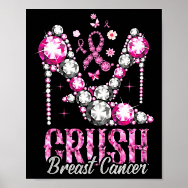 Poster Cancer de Mama Esmagado Cor-de-rosa Piscando Alto  (Frente)