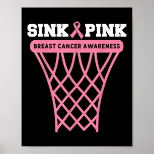 Poster Cancer de mama Sensibilização Meta de Basquete Ros