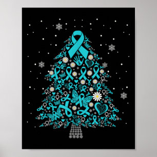 Poster Câncer de ovário Consciência Árvore de Natal Ribbo
