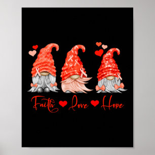Poster Câncer de Sangue Fé Esperança Amor Gnomos Vermelho