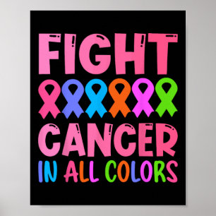 Poster Cancer em todas as faixas coloridas Sensibilização