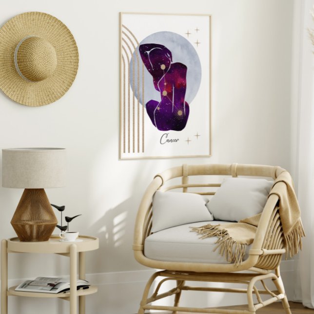 Poster Cancer Feminina Roxo Zodiac (Criador carregado)