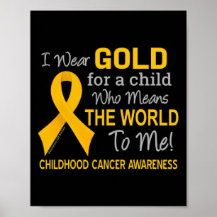 Poster Cancer infantil com fita Dourada significa mundo p