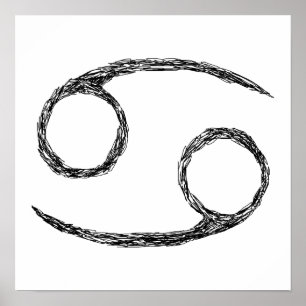 Poster Cancer. Sinal da astrologia do zodíaco. Preto