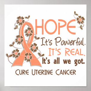 Poster Cancer Uterino Flower Ribbon