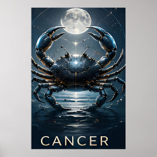 Poster Câncer Zodíaco Caranguejo Símbolo Celestial Astrol