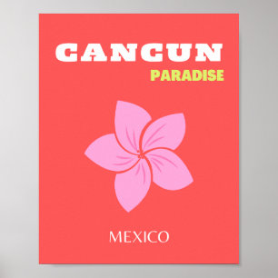 Poster Cancun, Cancun Viagem Art, Preppy, Pink, Red