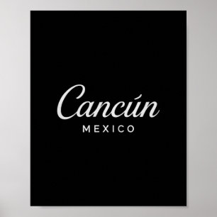 Poster Cancun México Férias Retro Pôr do Sol Pirâmide Via