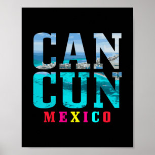 Poster Cancun México Praia Férias de Verão Lembrança