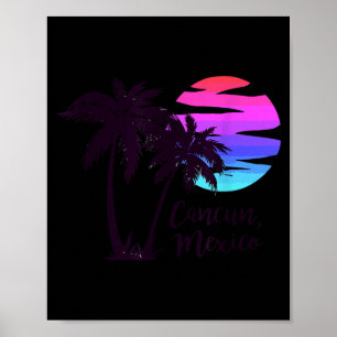 Poster Cancun México Praia Férias de Verão Palmeiras